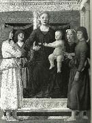 Piero della Francesca madonna and chold enthroned between four angels oil